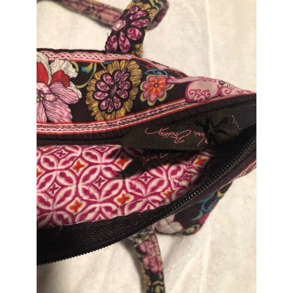 Vera Bradley Mod Floral Purse Shoulder Bag Two Handle Pink Brown Beige Flowers - Picture 3 of 7